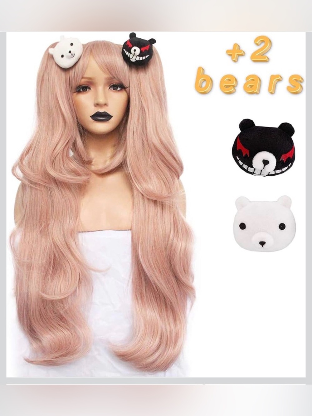 Long Pink Pigtail Wig Women Wavy Ponytail Wigs Long Wavy Cosplay Wig